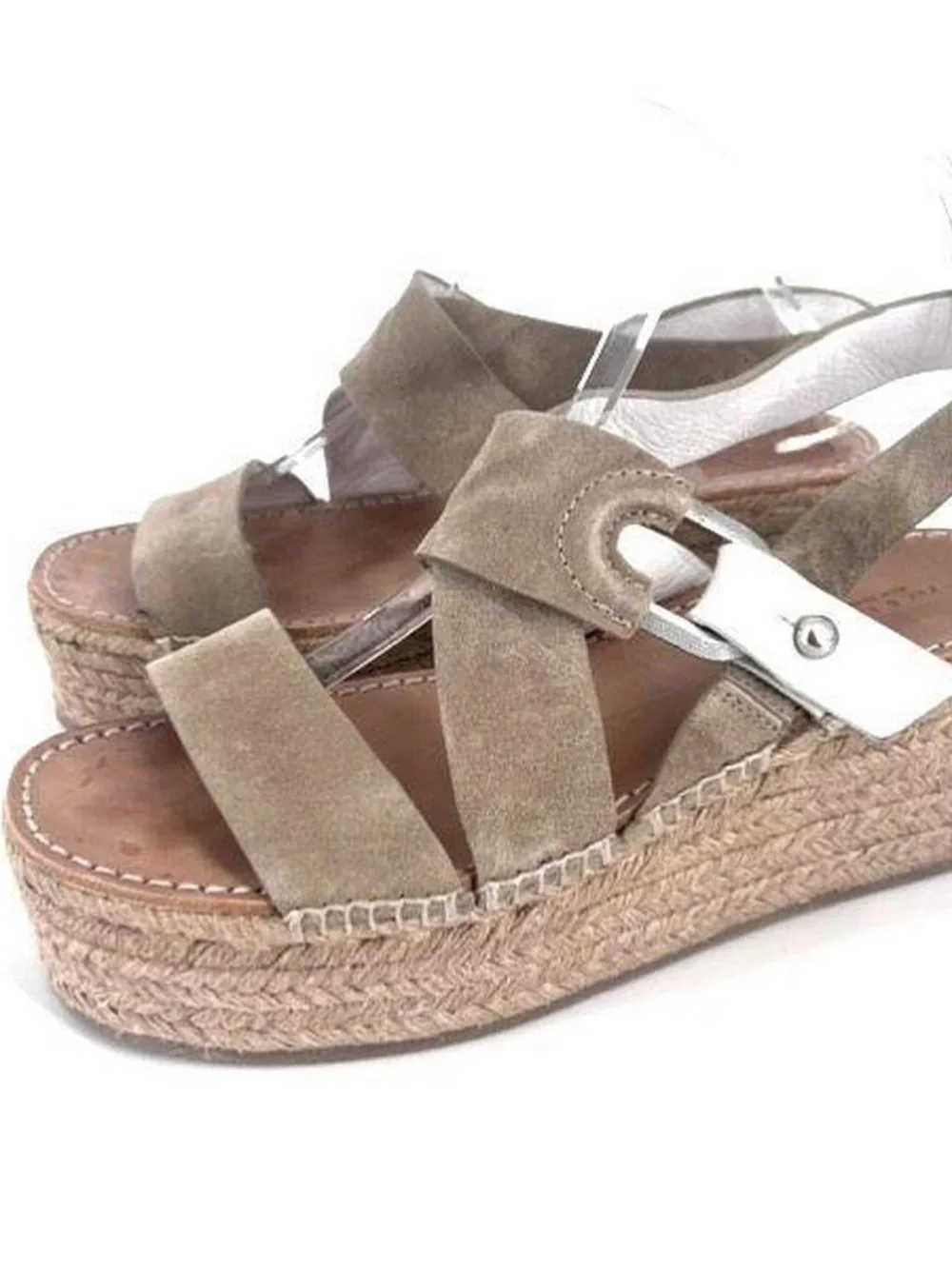 rag & bone Taupe Suede Espadrille Platform Sandals 6